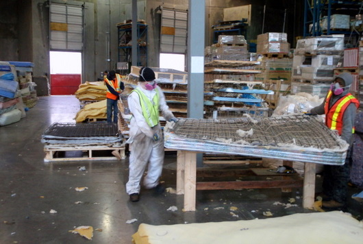 Mattress disassembling process