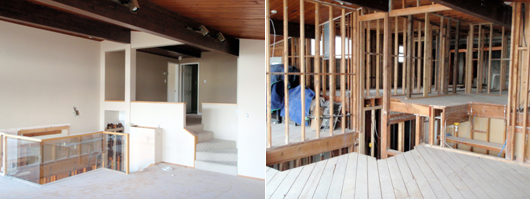The before and after of the main floor living area. Can you see the difference?