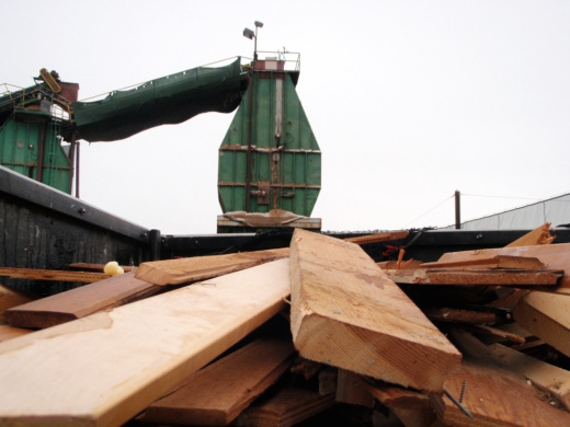 Material destined for recycling at Urban Wood Waste Recyclers Vancouver location.
